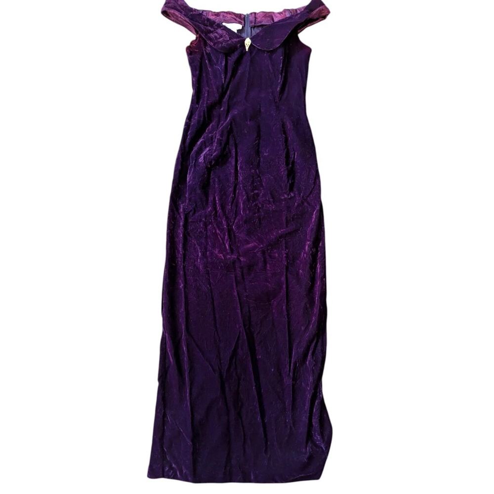 Vintage Jessica McClintock Gunne Sax Velvet Long Evening Dress Deep Purple 7 9 - Picture 5 of 11